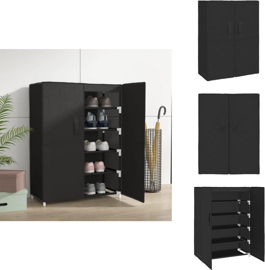 VidaXL Schoenenrek Schoenenrekken Opbergrek Voor Schoenen Schoenenstellage Schoenenkast 60x30x90 cm stof zwart