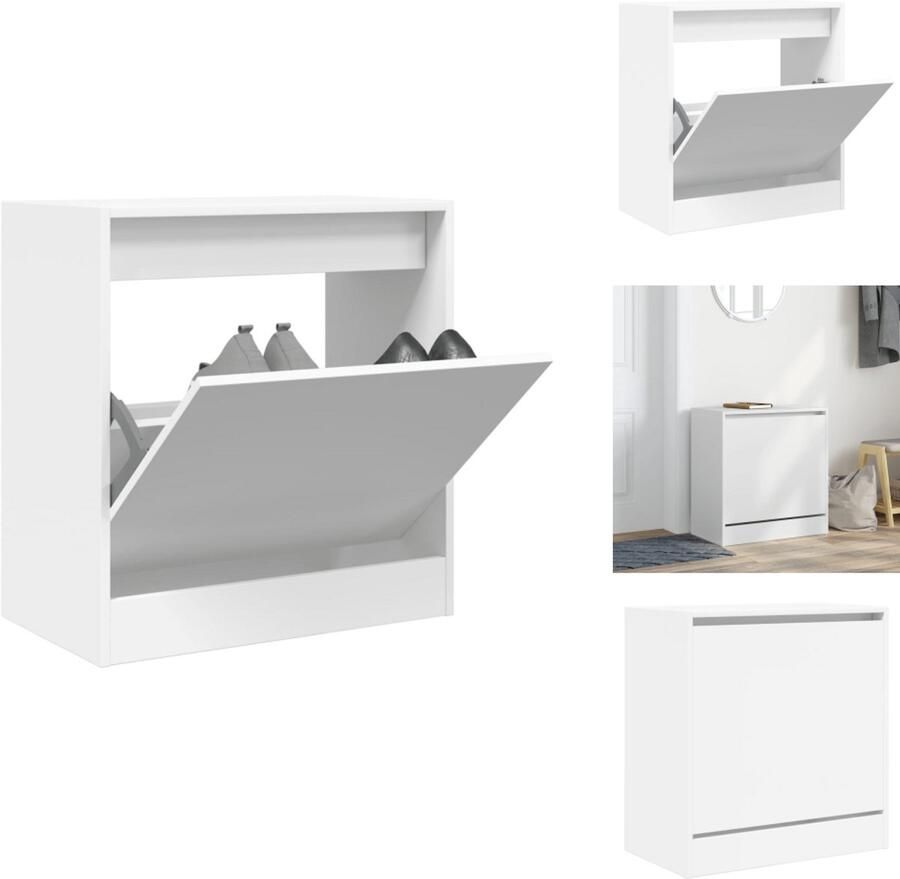 VidaXL Schoenenrek Schoenenrekken Opbergrek Voor Schoenen Schoenenstellage Schoenenkast 60x34x63 5 cm bewerkt hout wit