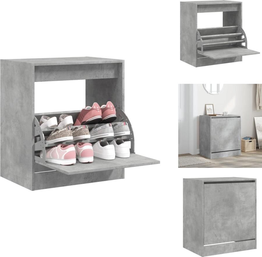 VidaXL Schoenenrek Schoenenrekken Opbergrek Voor Schoenen Schoenenstellage Schoenenkast 60x42x69 cm bewerkt hout betongrijs
