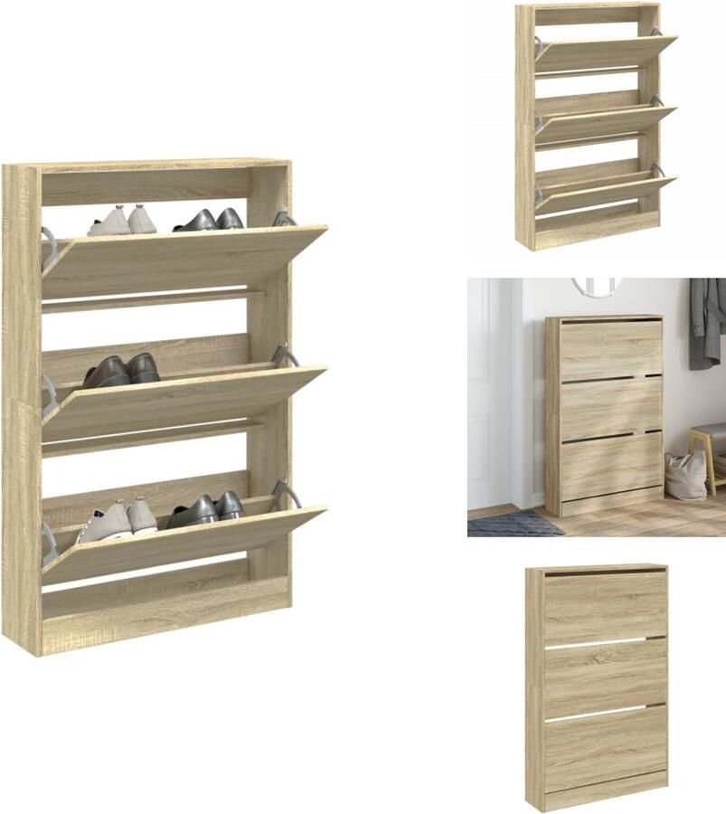 VidaXL Schoenenrek Schoenenrekken Opbergrek Voor Schoenen Schoenenstellage Schoenenkast 80x21x125 5 cm bewerkt hout sonoma eikenkleurig
