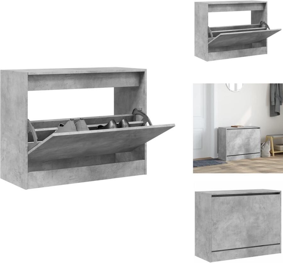 VidaXL Schoenenrek Schoenenrekken Opbergrek Voor Schoenen Schoenenstellage Schoenenkast 80x34x63 cm bewerkt hout betongrijs