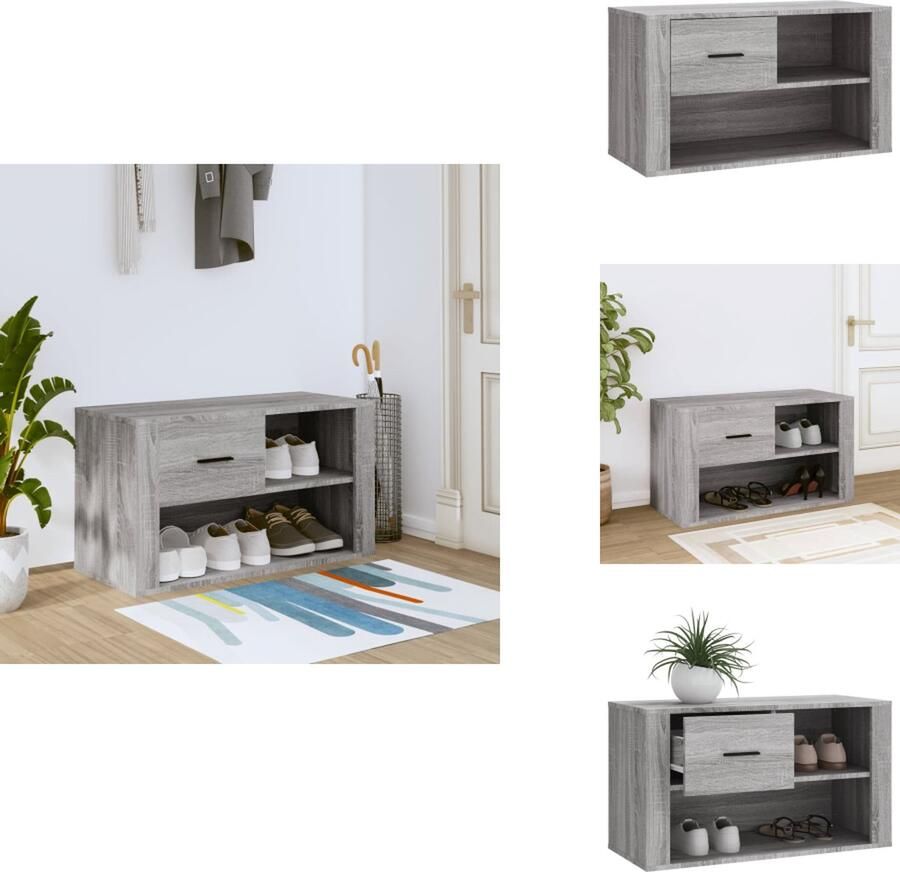 VidaXL Schoenenrek Schoenenrekken Opbergrek Voor Schoenen Schoenenstellage Schoenenkast 80x35x45 cm bewerkt hout grijs sonoma