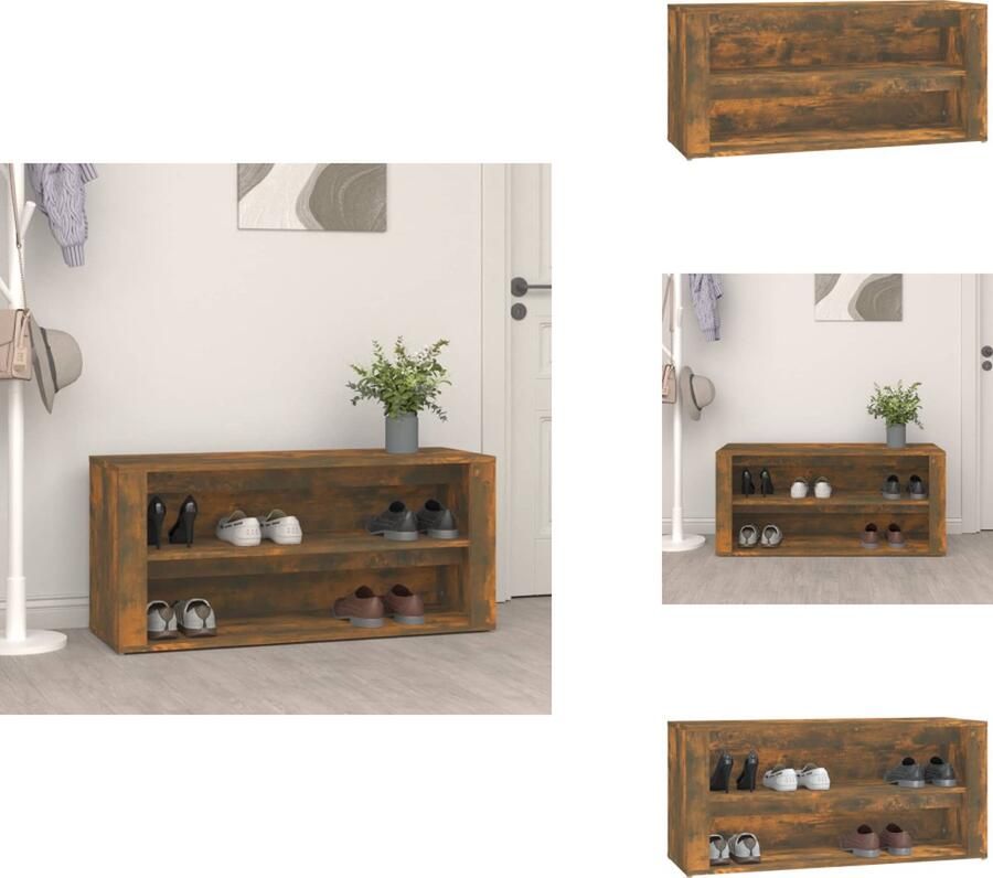 VidaXL Schoenenrek Schoenenrekken Opbergrek Voor Schoenen Schoenenstellage Schoenenrek 100x35x45 cm bewerkt hout gerookt eikenkleurig