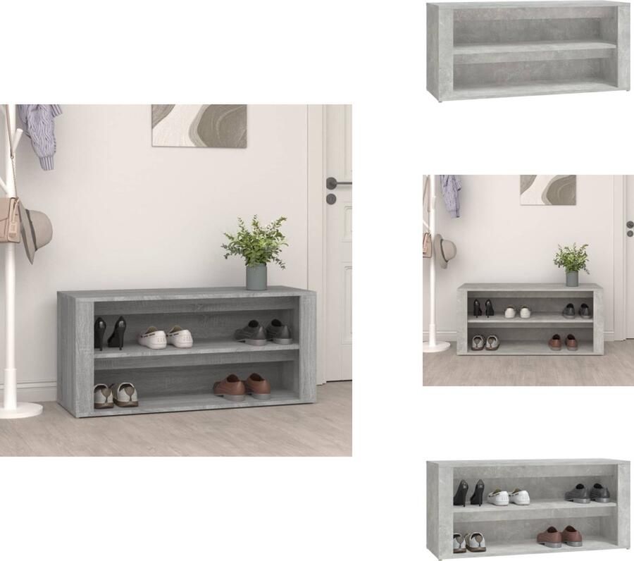 VidaXL Schoenenrek Schoenenrekken Opbergrek Voor Schoenen Schoenenstellage Schoenenrek 100x35x45 cm bewerkt hout betongrijs
