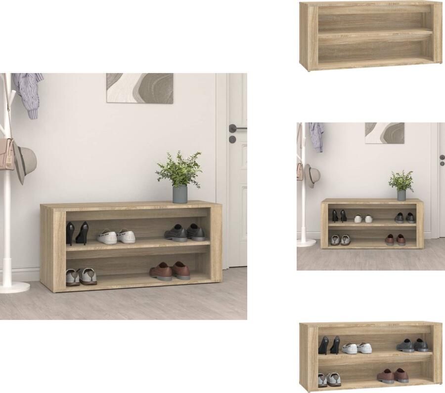 VidaXL Schoenenrek Schoenenrekken Opbergrek Voor Schoenen Schoenenstellage Schoenenrek 100x35x45 cm bewerkt hout sonoma eikenkleurig