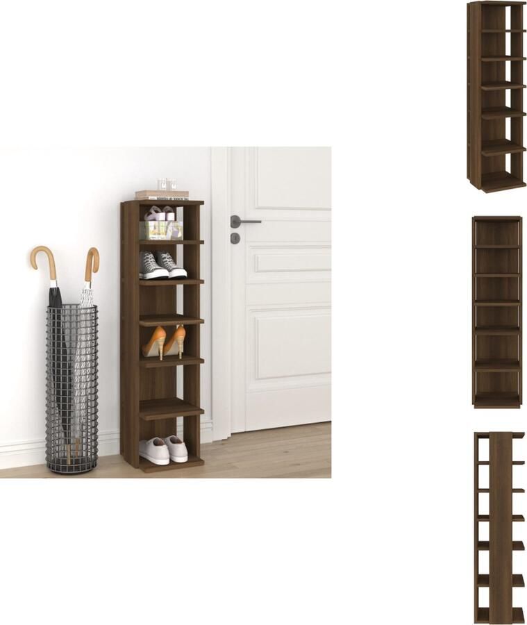 VidaXL Schoenenrek Schoenenrekken Opbergrek Voor Schoenen Schoenenstellage Schoenenrek 27 5x27x102 cm bewerkt hout bruin eikenkleur