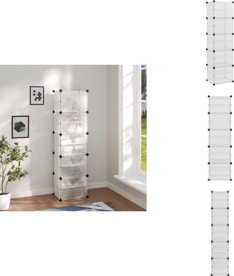 VidaXL Schoenenrek Opbergrek Transparant 44x31.5x153.5cm Waterdicht en Stevig Eenvoudige Montage 10kg draagvermogen Multifunctioneel Schoenenkast