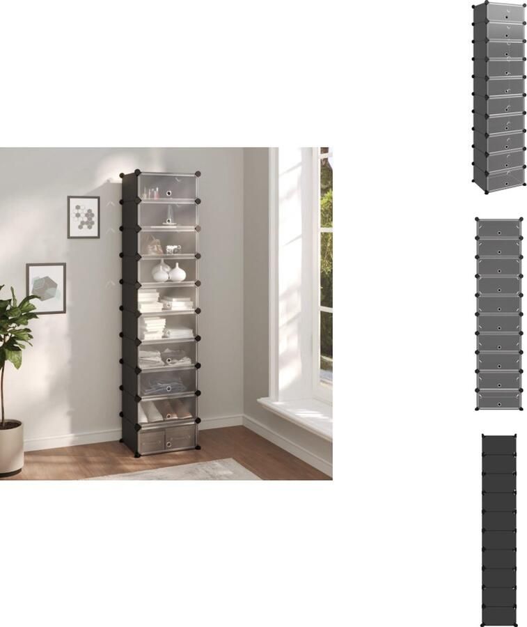 VidaXL Schoenenrek Schoenenrekken Opbergrek Voor Schoenen Schoenenstellage Schoenenrek 44x32x174 cm polypropeen zwart