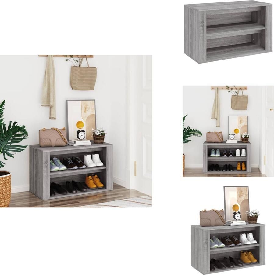 VidaXL Schoenenrek Schoenenrekken Opbergrek Voor Schoenen Schoenenstellage Schoenenrek 75x35x45 cm bewerkt hout grijs sonoma eikenkleur