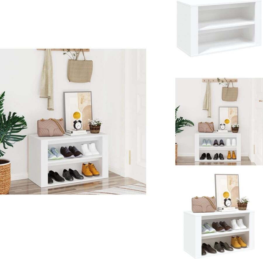 VidaXL Schoenenrek Schoenenrekken Opbergrek Voor Schoenen Schoenenstellage Schoenenrek 75x35x45 cm bewerkt hout wit
