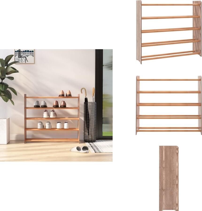 VidaXL Schoenenrek Schoenenrekken Opbergrek Voor Schoenen Schoenenstellage Schoenenrek 90x24x81 cm bewerkt hout bruin