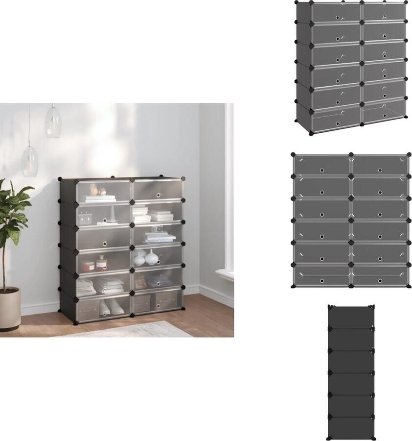 VidaXL Schoenenrek Schoenenrekken Opbergrek Voor Schoenen Schoenenstellage Schoenenrek 94 5x36 5x106 cm polypropeen zwart