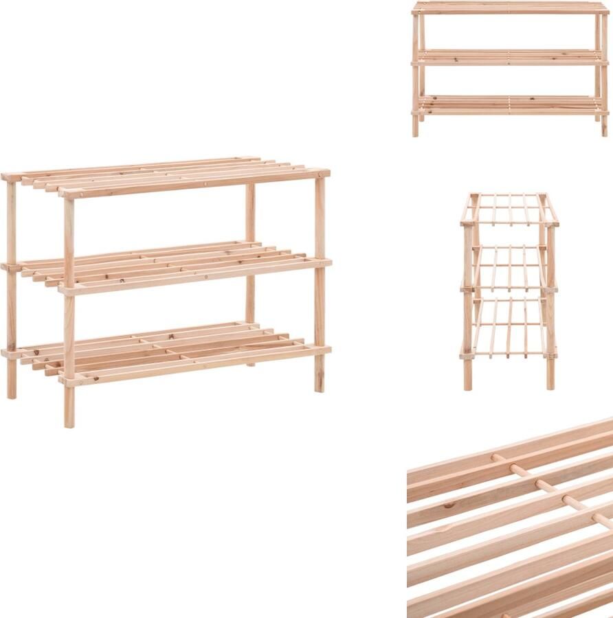 VidaXL Schoenenrek Schoenenrekken Schoenenkast Schoenen Kast Schoenenrek met 3 schappen 2 st massief vurenhout