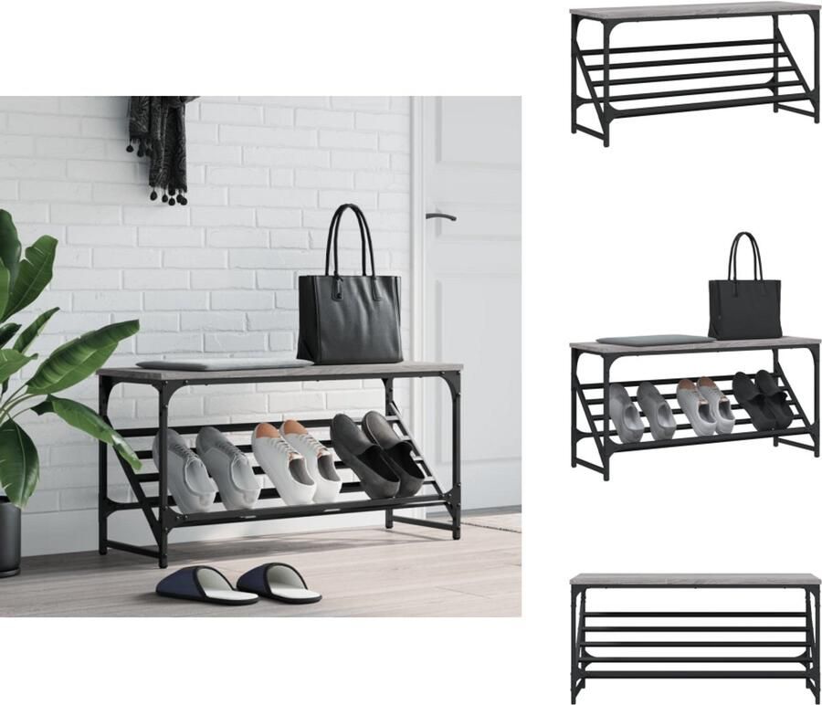 VidaXL Schoenenrek Schoenenrekken Schoenenkast Schoenen Kast Schoenenrek 90x30x45 cm bewerkt hout grijs sonoma eikenkleurig