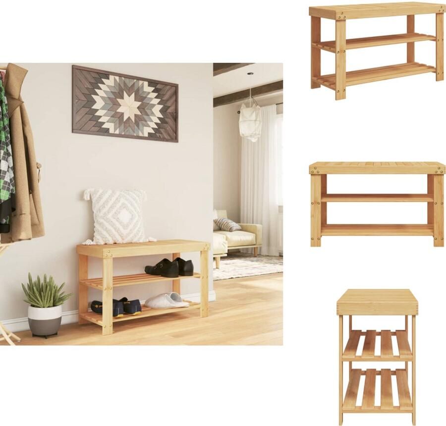 VidaXL Schoenenrek Schoenenrekken Schoenenkast Schoenenbank Schoenenrek 3-laags 70x27 5x45 cm bamboe