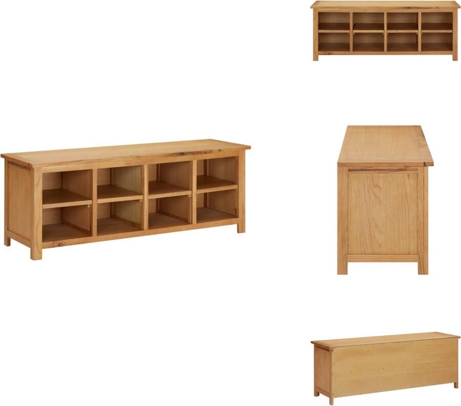 VidaXL Schoenenrek Schoenenrekken Schoenenplank Schoenenplanken Schoenenrek 114x37x45 cm massief eikenhout