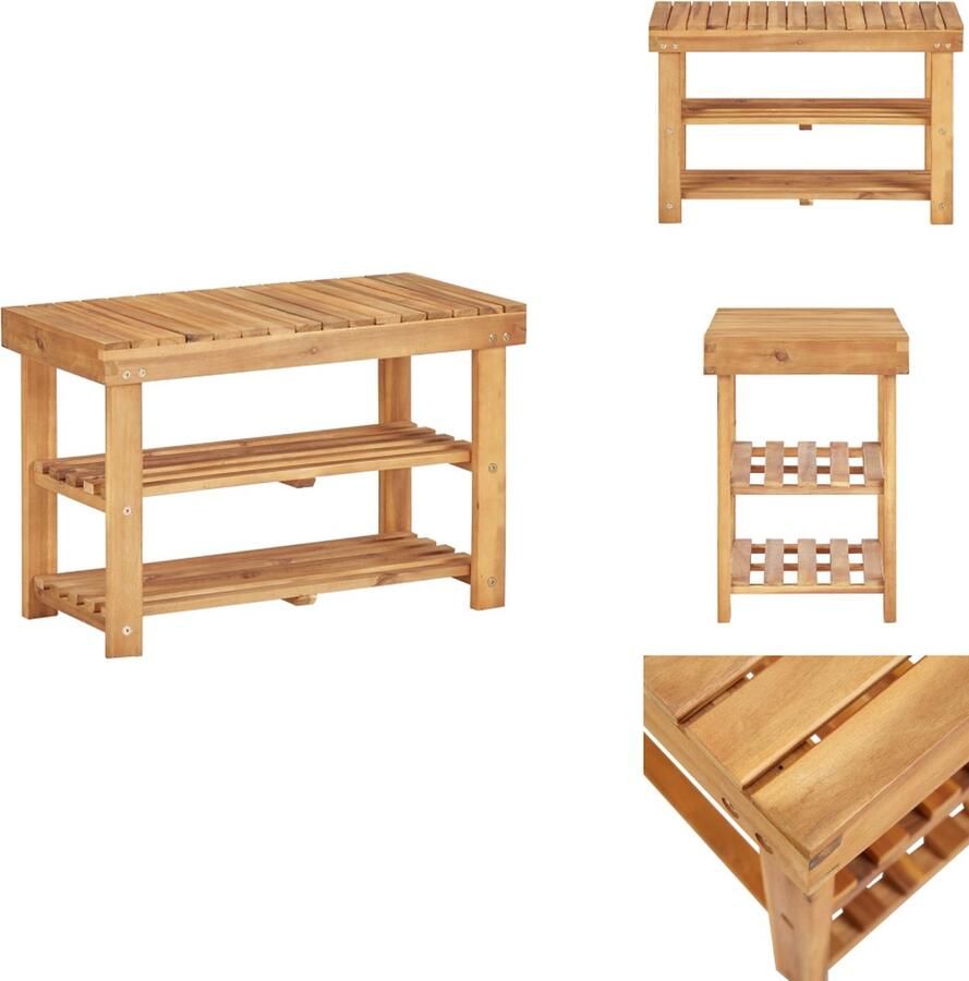 VidaXL Schoenenrek Schoenenrekken Schoenenplank Schoenenplanken Schoenenrek 70x32x46 cm massief acaciahout