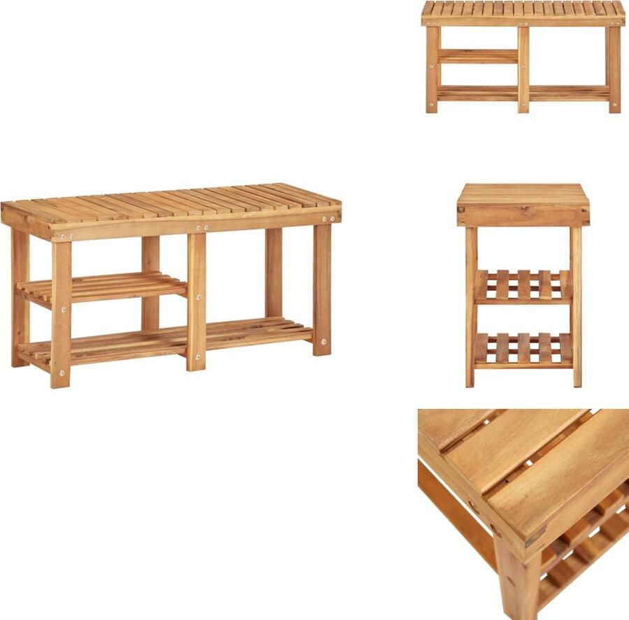 VidaXL Schoenenrek Schoenenrekken Schoenenplank Schoenenplanken Schoenenrek 90x32x46 cm massief acaciahout