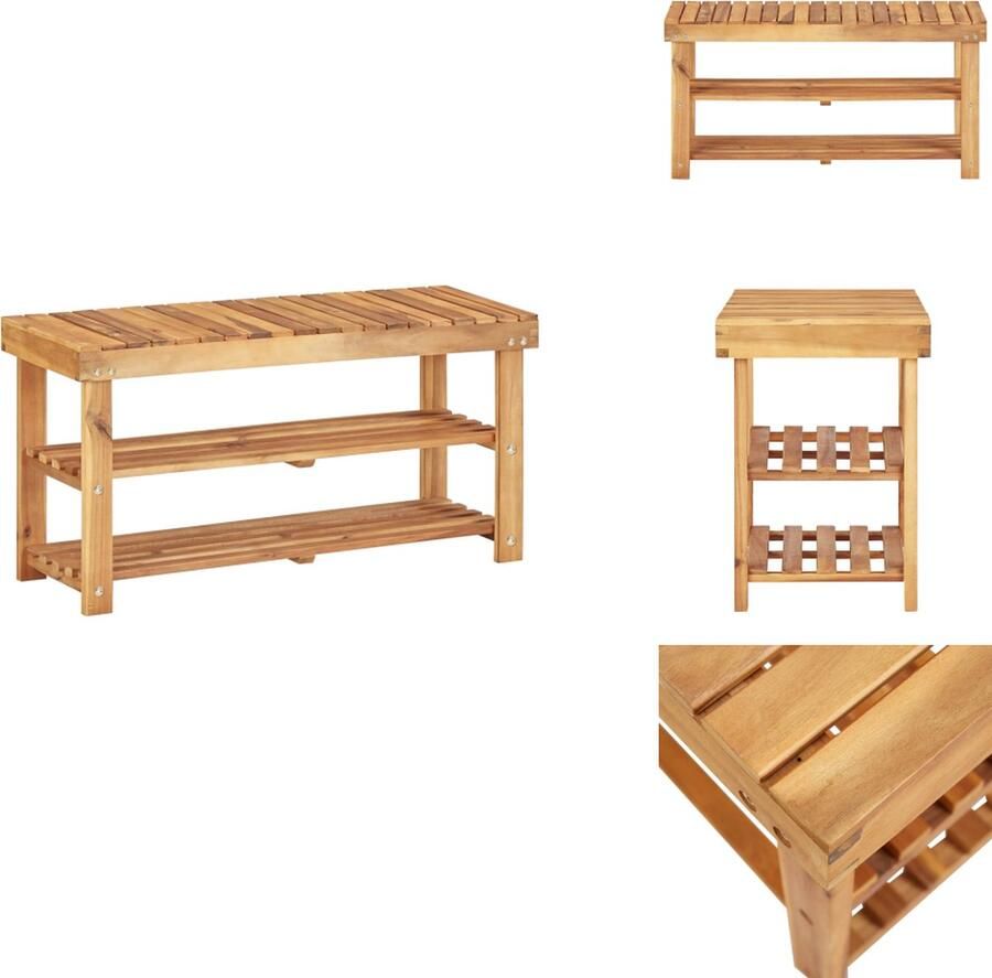 VidaXL Schoenenrek Schoenenrekken Schoenenplank Schoenenplanken Schoenenrek 90x32x46 cm massief acaciahout