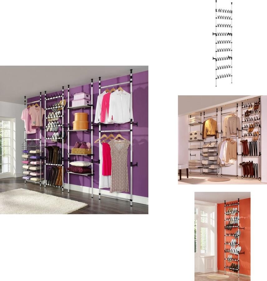 VidaXL Schoenenrek Schoenenrekken Telescopisch Schoenenrek Telescopische Schoenenrekken Schoenenrek met stangen telescopisch aluminium