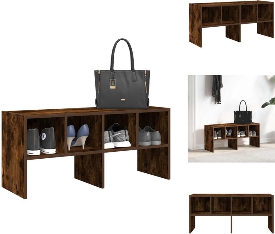 VidaXL Schoenenrek Schoenrekken Schoen Opbergrek Schoenorganisator Schoenenrek stapelbaar 89 5x30x40 cm gerookt eikenkleurig