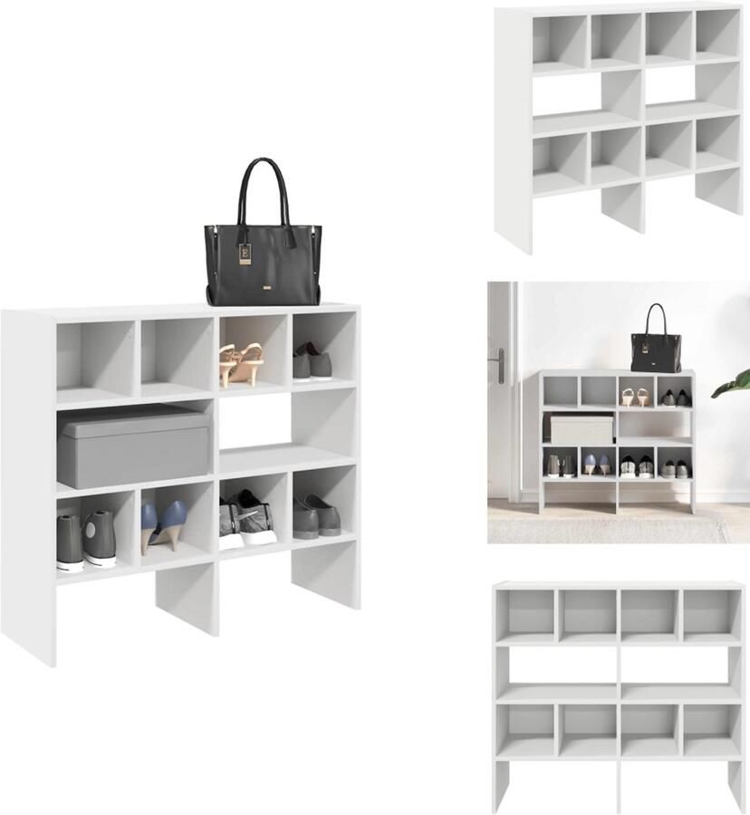 VidaXL Schoenenrek Schoenrekken Schoen Opbergrek Schoenorganisator Schoenenrekken 2 st stapelbaar 89 5x30x40 cm wit