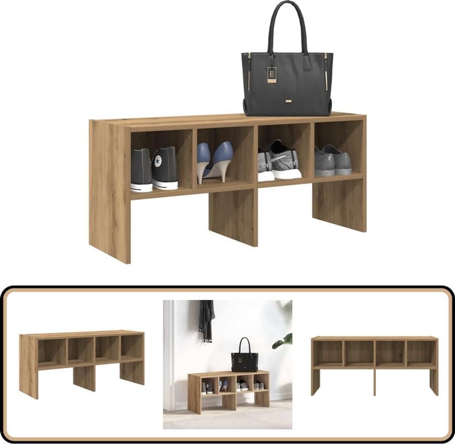 VidaXL Schoenenrek stapelbaar 89 5x30x40 cm Eikenkleur Schoenenkast Schoenenrek Houten Schoenenrek Stapelbaar Schoenenrek Opbergkast
