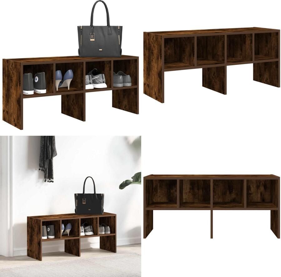 VidaXL Schoenenrek stapelbaar 89 5x30x40 cm gerookt eikenkleurig Schoenenrek Schoenrekken Schoen Opbergrek Schoenorganisator