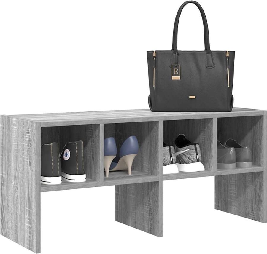 VidaXL Schoenenrek Stapelbaar 89 5x30x40 cm Grijs Schoenenkast Schoenenrek Houten Schoenenrek Stapelbaar Schoenenrek Grijze Schoenenkast