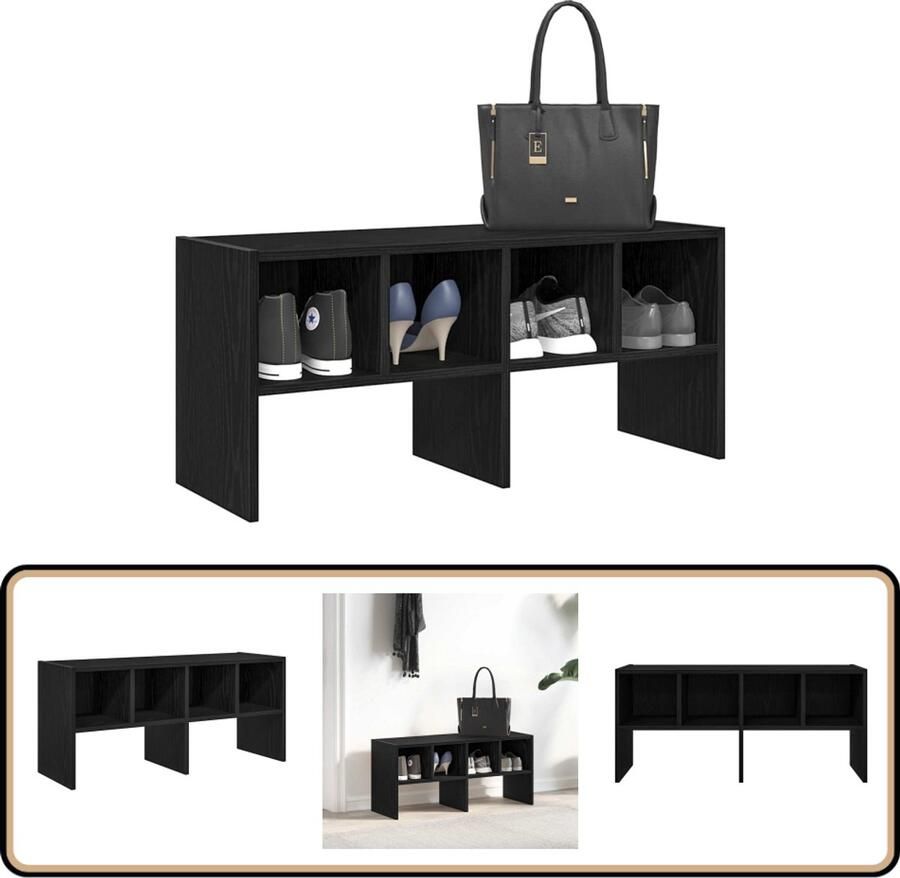 VidaXL Schoenenrek Stapelbaar Zwart eiken 89 5x30x40 cm Schoenenrek Schoenenopbergers Houten Schoenenrek Stapelbaar Schoenenrek Entree Organisatie