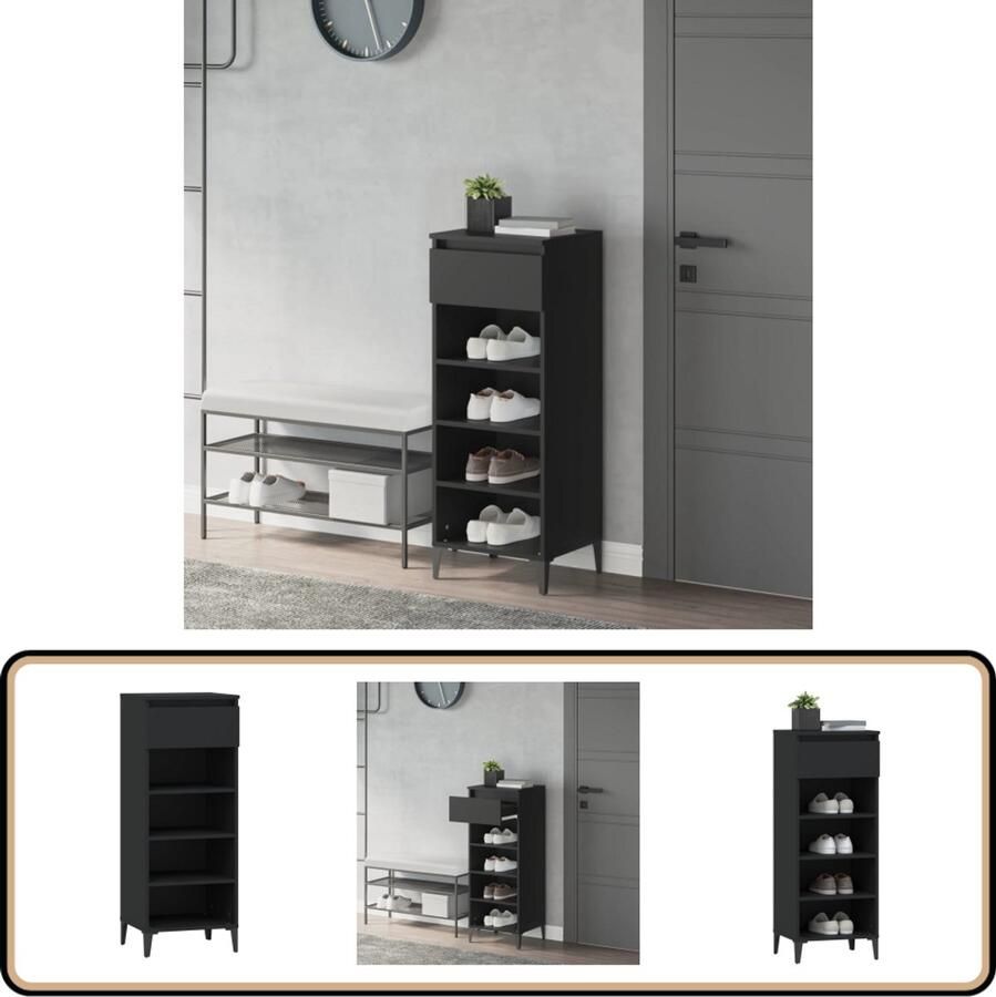 VidaXL -Schoenenrek-40x36x105-cm-bewerkt-hout-zwart