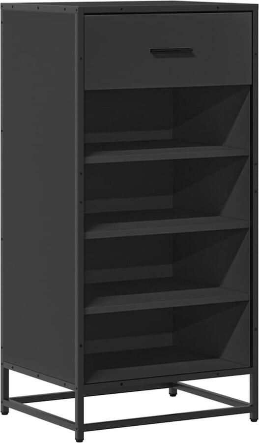 VidaXL Schoenenrek Zwart Hout en Metaal