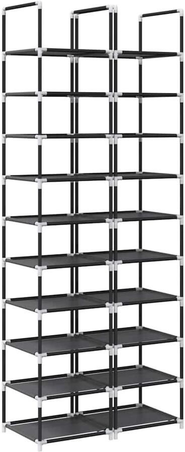 VidaXL Schoenenrekken 2 st 33x33x174 cm vliesvrij 10-laags zwart