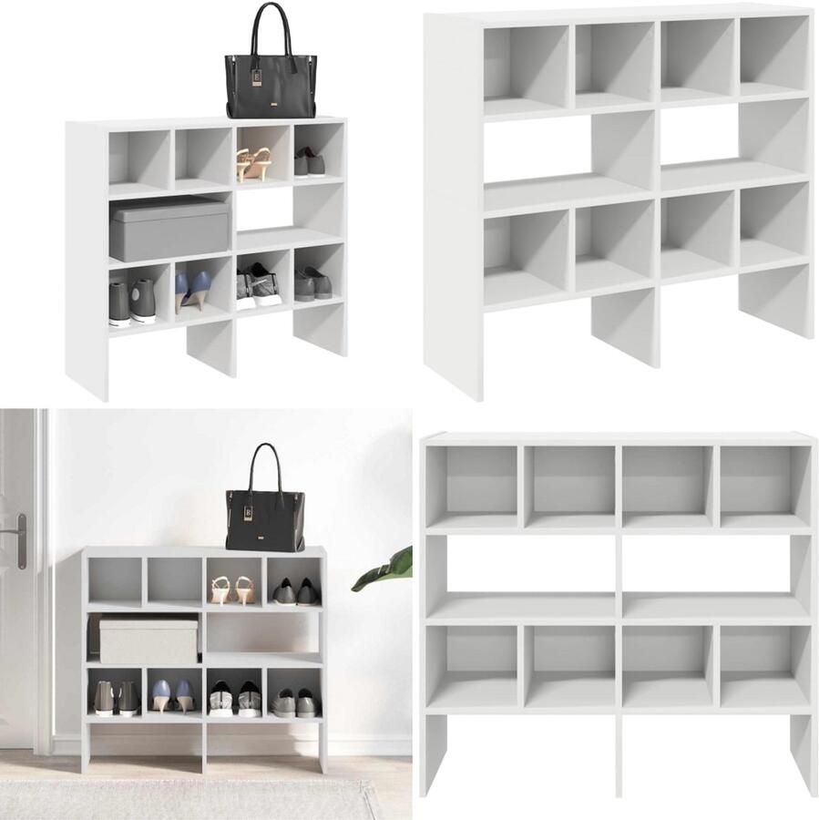 VidaXL Schoenenrekken 2 st stapelbaar 89 5x30x40 cm wit Schoenenrek Schoenrekken Schoen Opbergrek Schoenorganisator