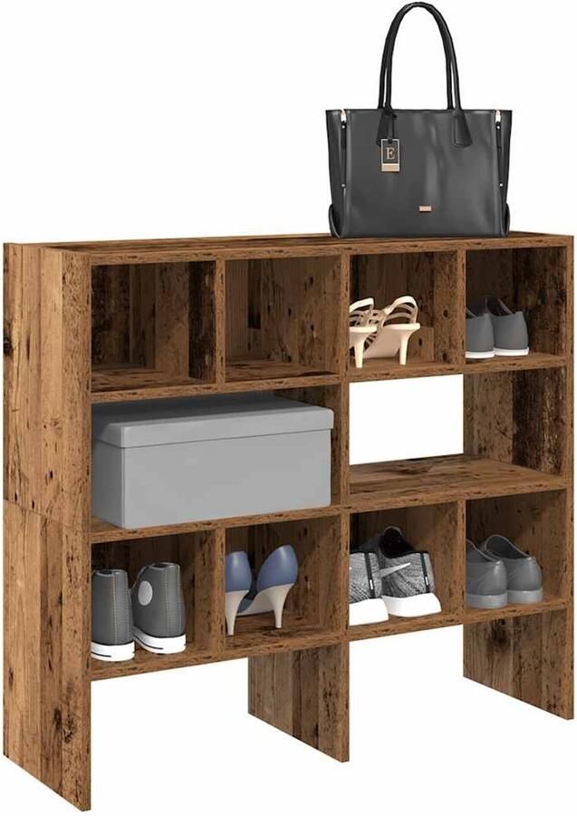 VidaXL Schoenenrekken Stapelbaar Set van 2 Schoenenrek Schoenenkast Opbergsysteem Houten Schoenenrek Vintage Schoenenrek
