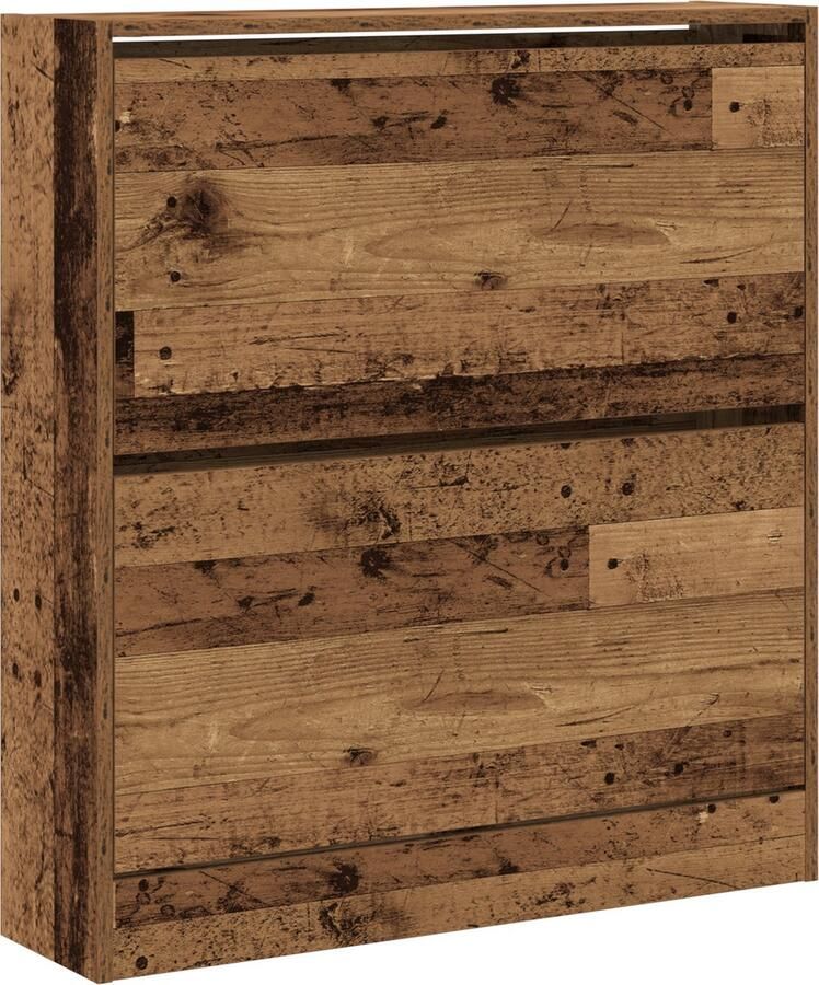 VidaXL Schoenkast met opslag Oud hout 80 x 21 x 87.5 cm Bewerkt hout