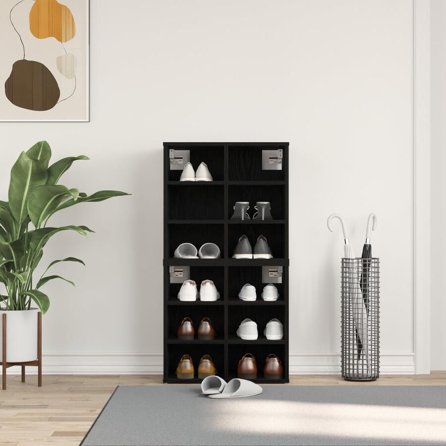 VidaXL Schoenenkast Zwart eiken 52 x 30 x 50.5 cm Bewerkt hout