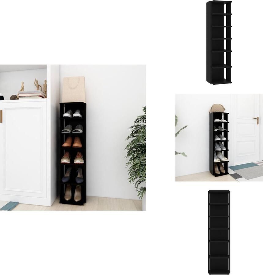 VidaXL Schoenrek Schoenrekken Schoenenrek Schoenenrekken Schoenenkast 27 5x27x102 cm bewerkt hout zwart