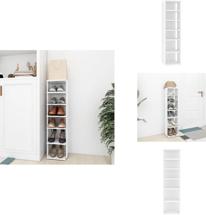 VidaXL Schoenrek Schoenrekken Schoenenrek Schoenenrekken Schoenenkast 27 5x27x102 cm bewerkt hout wit