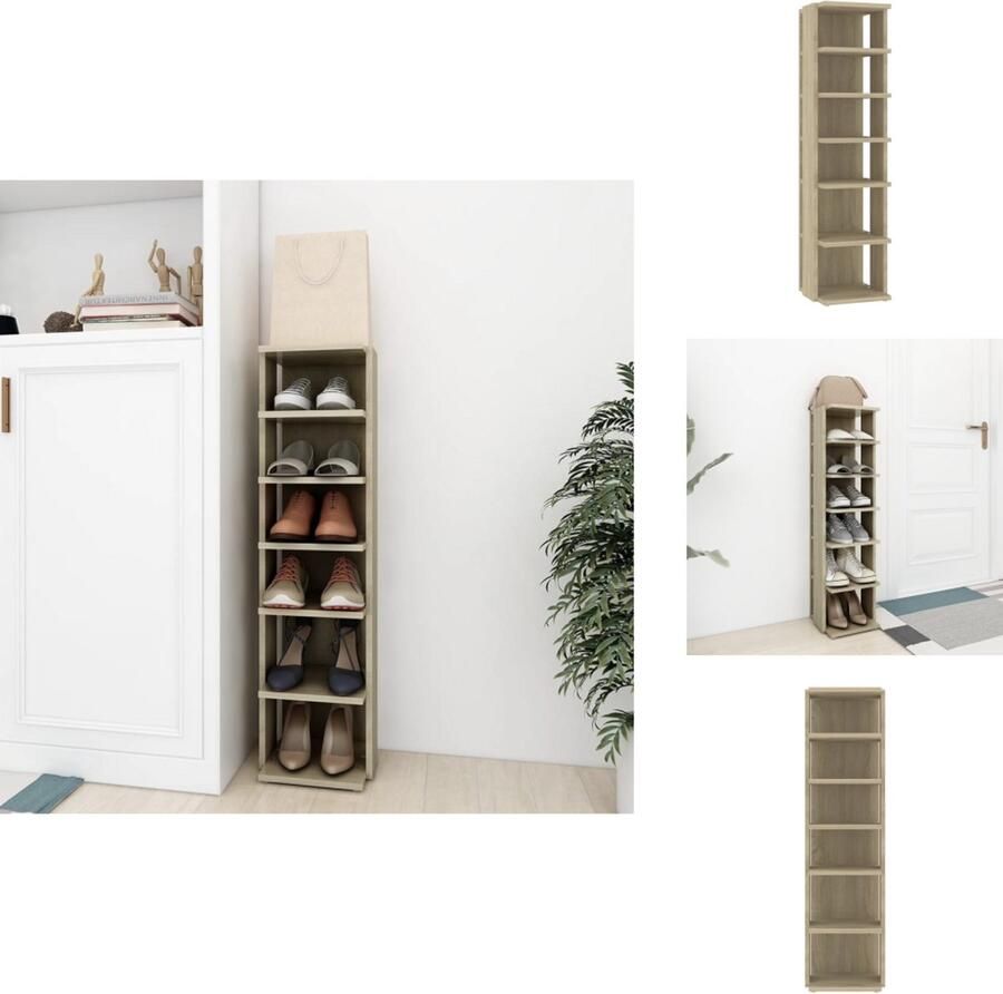 VidaXL Schoenrek Schoenrekken Schoenenrek Schoenenrekken Schoenenkast 27 5x27x102 cm bewerkt hout sonoma eikenkleurig