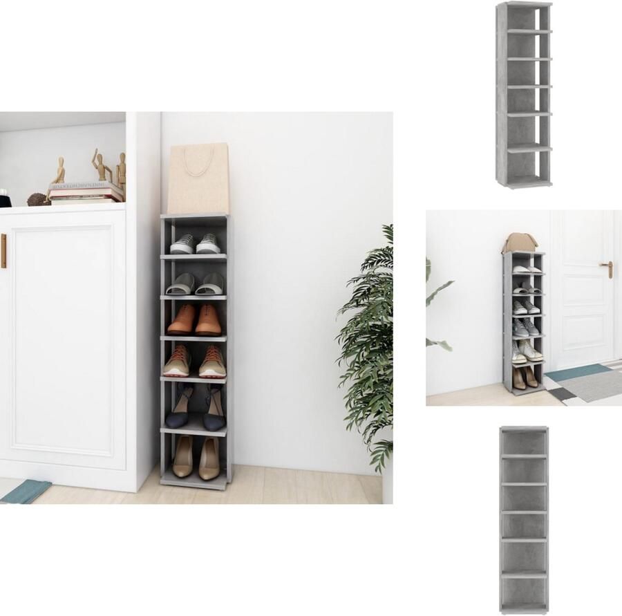 VidaXL Schoenrek Schoenrekken Schoenenrek Schoenenrekken Schoenenkast 27 5x27x102 cm bewerkt hout betongrijs