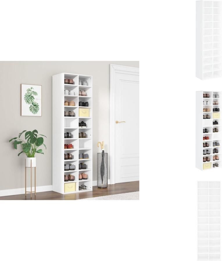 VidaXL Schoenrek Schoenrekken Schoenenrek Schoenenrekken Schoenenkast 54x34x183 cm bewerkt hout wit
