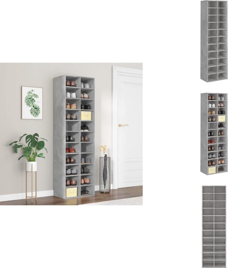 VidaXL Schoenrek Schoenrekken Schoenenrek Schoenenrekken Schoenenkast 54x34x183 cm bewerkt hout betongrijs