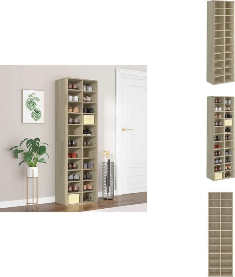VidaXL Schoenrek Schoenrekken Schoenenrek Schoenenrekken Schoenenkast 54x34x183 cm bewerkt hout sonoma eikenkleurig