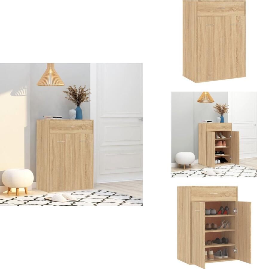 VidaXL Schoenrek Schoenrekken Schoenenrek Schoenenrekken Schoenenkast 60x35x84 cm bewerkt hout sonoma eikenkleurig