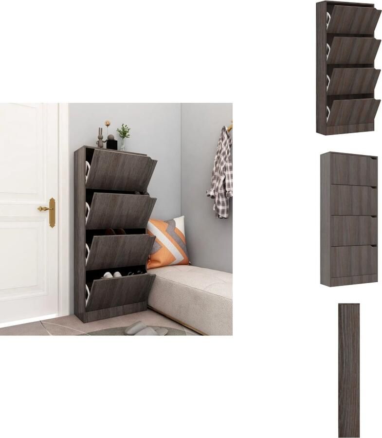 VidaXL Schoenenkast Tijdloos Opbergoplossing voor interieur 59 x 24 x 136 cm Grijs sonoma eiken Duurzaam en stevig Schoenenkast