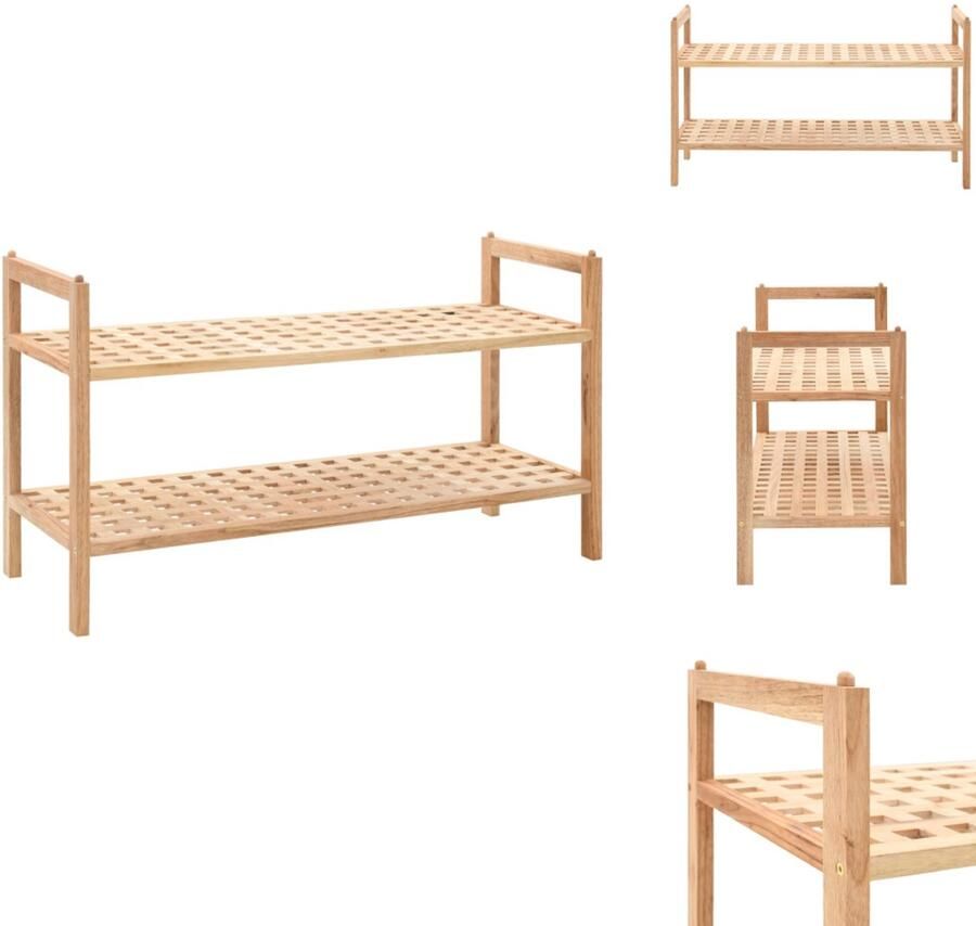 VidaXL Schoenrek Schoenrekken Schoenorganiser Schoenorganisers Schoenenrek 69x26x40 cm massief walnotenhout