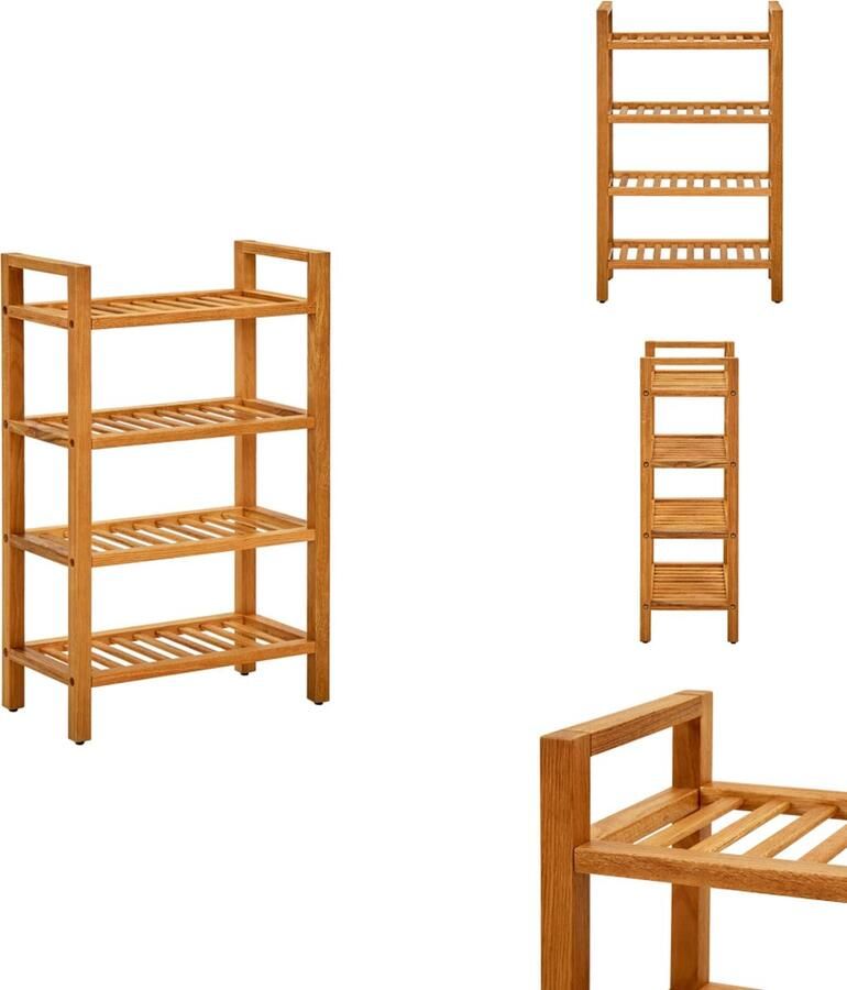 VidaXL Schoenrek Schoenrekken Schoenorganiser Schoenorganisers Schoenenrek met 4 schappen 50x27x80 cm massief eikenhout