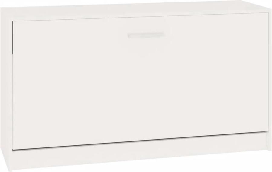 The Living Store Schoenenrek 80x24x45 cm bewerkt hout hoogglans wit Schoenenbank Schoenuitlegers Houten Bank Wit Meubilair Bergruimte