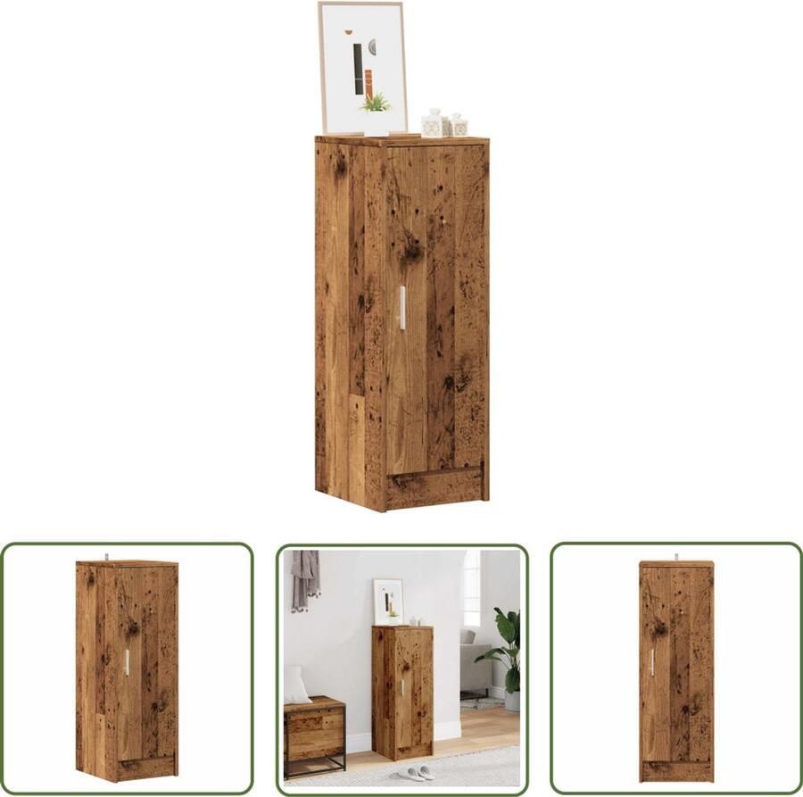 VidaXL Schoenenkast 32x35x92 cm bewerkt hout oud houtkleurig Schoenenkast Schoenuitlegers Bergruimte Houten Kast Vintage Stijl